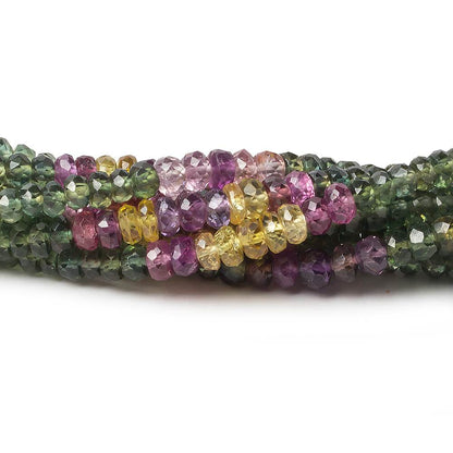 3-3.5mm Multi Color Sapphire faceted rondelles 16 inch 200 pieces