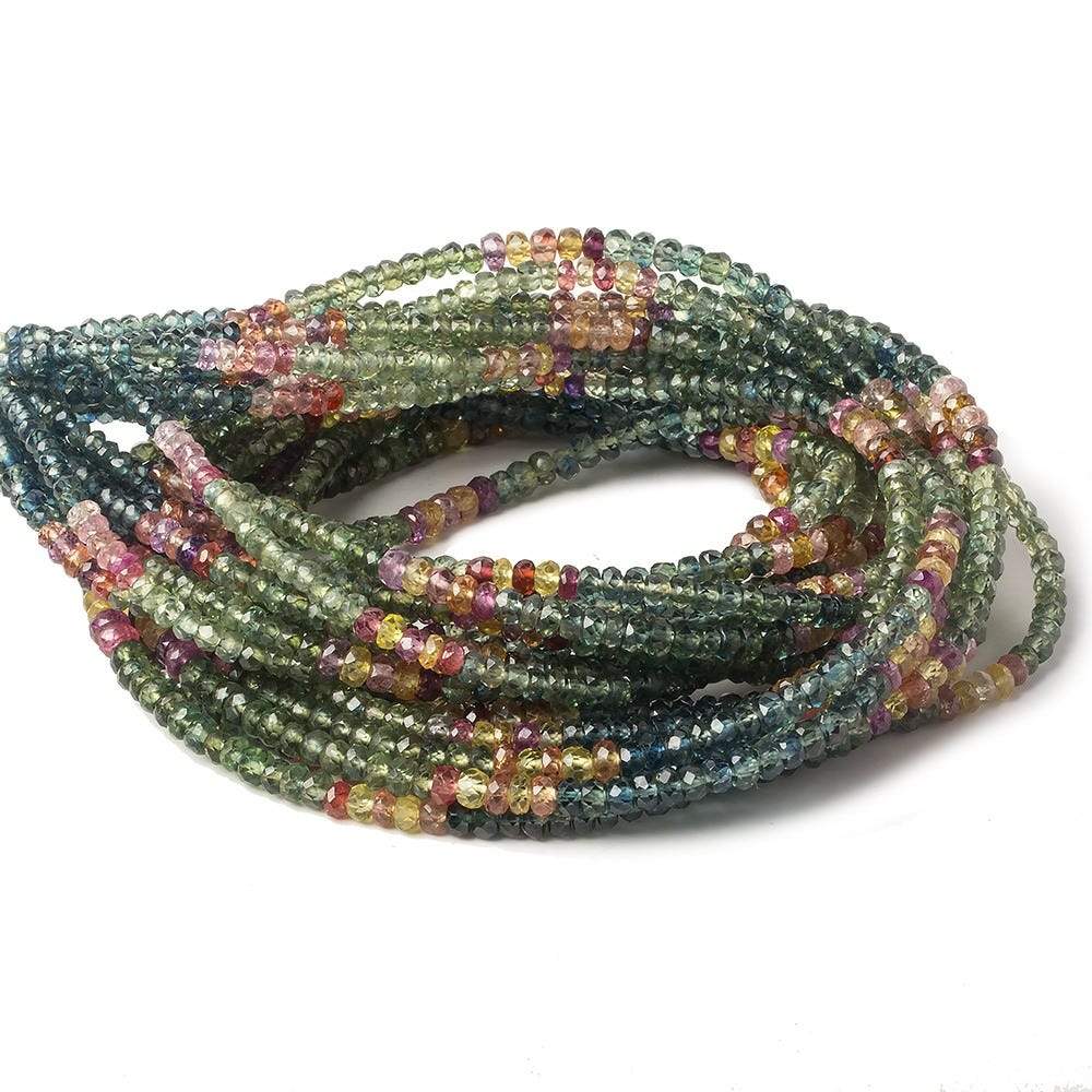 3-3.5mm Multi Color Sapphire faceted rondelles 16 inch 200 pieces