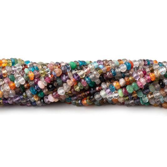 3-3.5mm Multi Gemstone Hand Faceted Rondelle Beads 13.75 inch