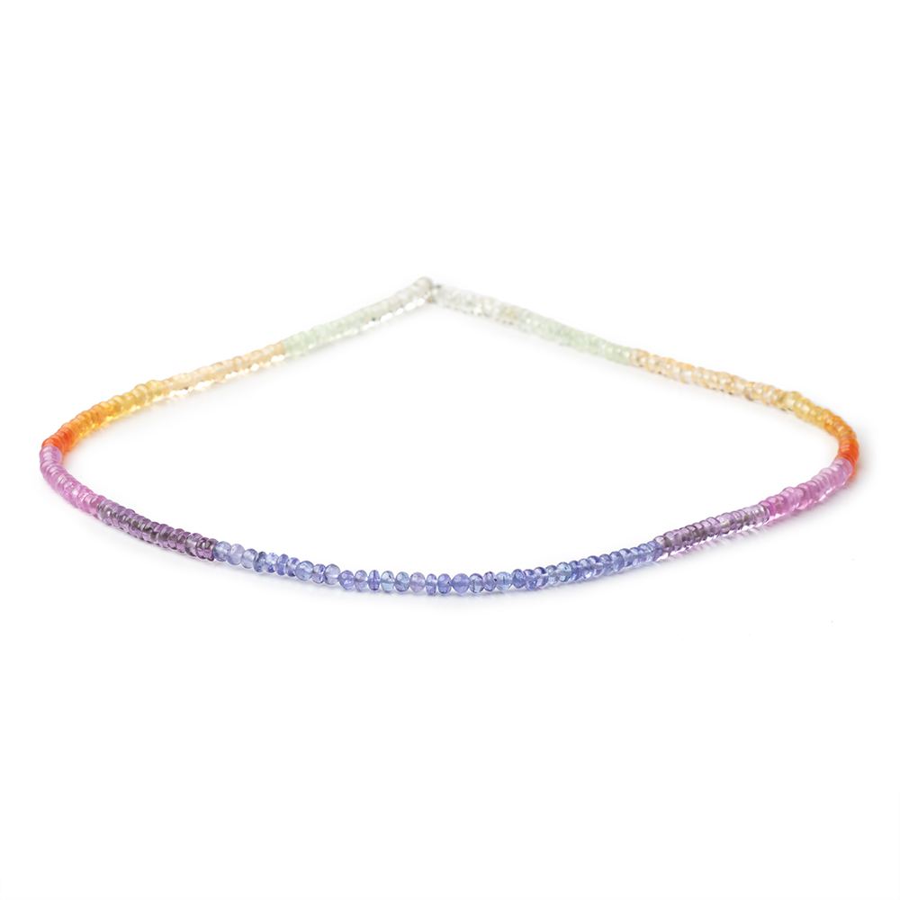 3-3.5mm Multi Gemstone Plain Rondelle 18 inch 221 Beads AAA