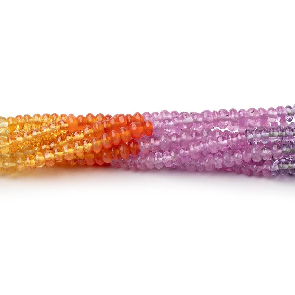 3-3.5mm Multi Gemstone Plain Rondelle 18 inch 221 Beads AAA
