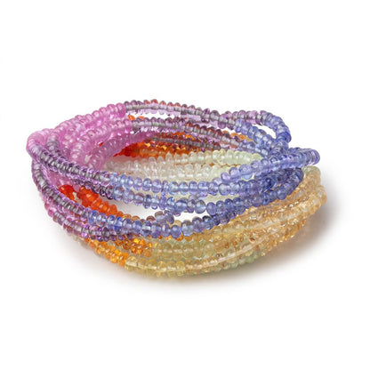 3-3.5mm Multi Gemstone Plain Rondelle 18 inch 221 Beads AAA