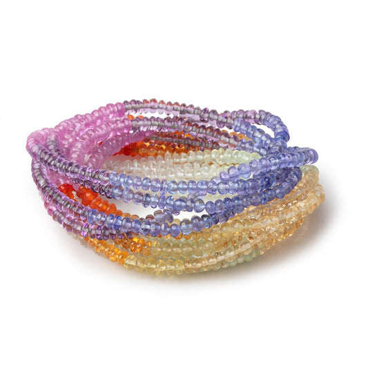 3-3.5mm Multi Gemstone Plain Rondelle 18 inch 221 Beads AAA