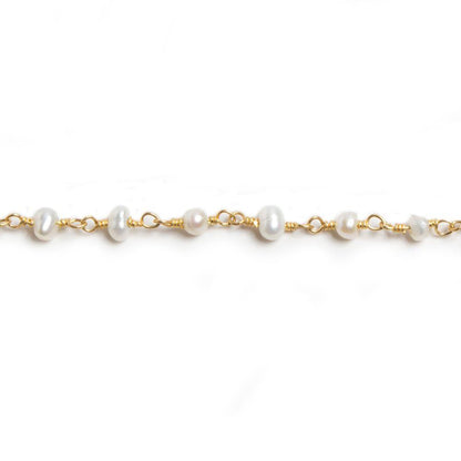 3-3.5mm Off White Seed Pearl Gold Chain by the foot 40 pieces