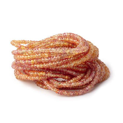3-3.5mm Orange Songea Sapphire Faceted Rondelles 16 inch 227 Beads