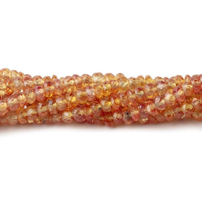 3-3.5mm Orange Songea Sapphire Faceted Rondelles 16 inch 227 Beads