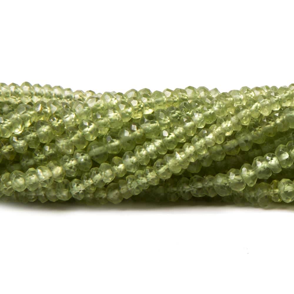 3-3.5mm Peridot faceted rondelle beads 13.5 inch 190 pieces