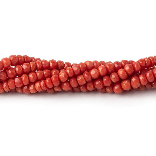 2.5-4.5mm Genuine Mediterranean Red Coral faceted rondelles   A grade