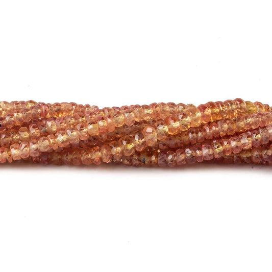 3-3.5mm Red Orange Sapphire Faceted Rondelles 16 inch 192 beads
