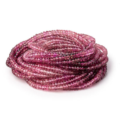 3-3.5mm Rubellite Tourmaline Faceted Rondelle Beads 18 inch 240 pieces AAA