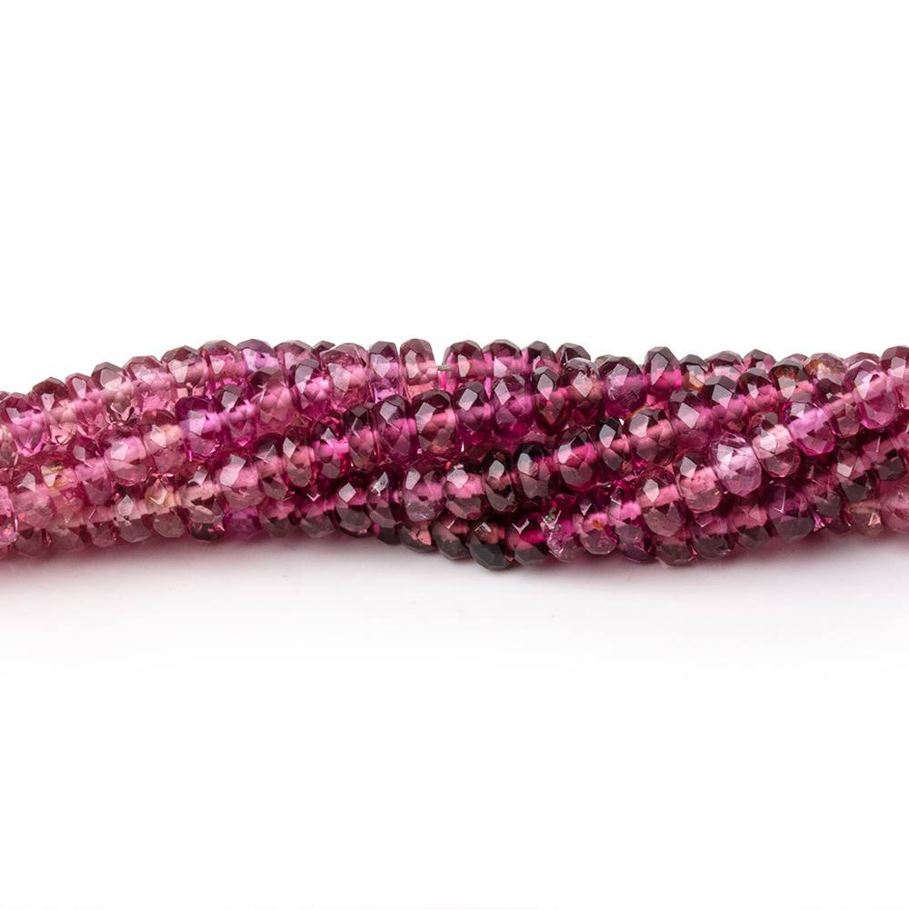 3-3.5mm Rubellite Tourmaline Faceted Rondelle Beads 18 inch 240 pieces AAA