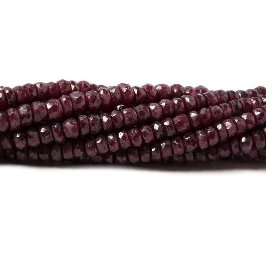 3-3.5mm Ruby faceted rondelle beads 16 inches 219 pieces