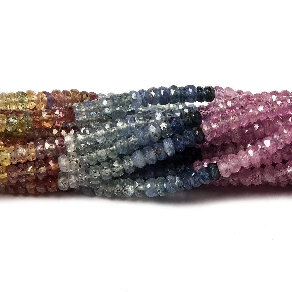 3.5mm Ruby & Fancy Sapphire faceted rondelle beads 15.75 inch 224 pieces A