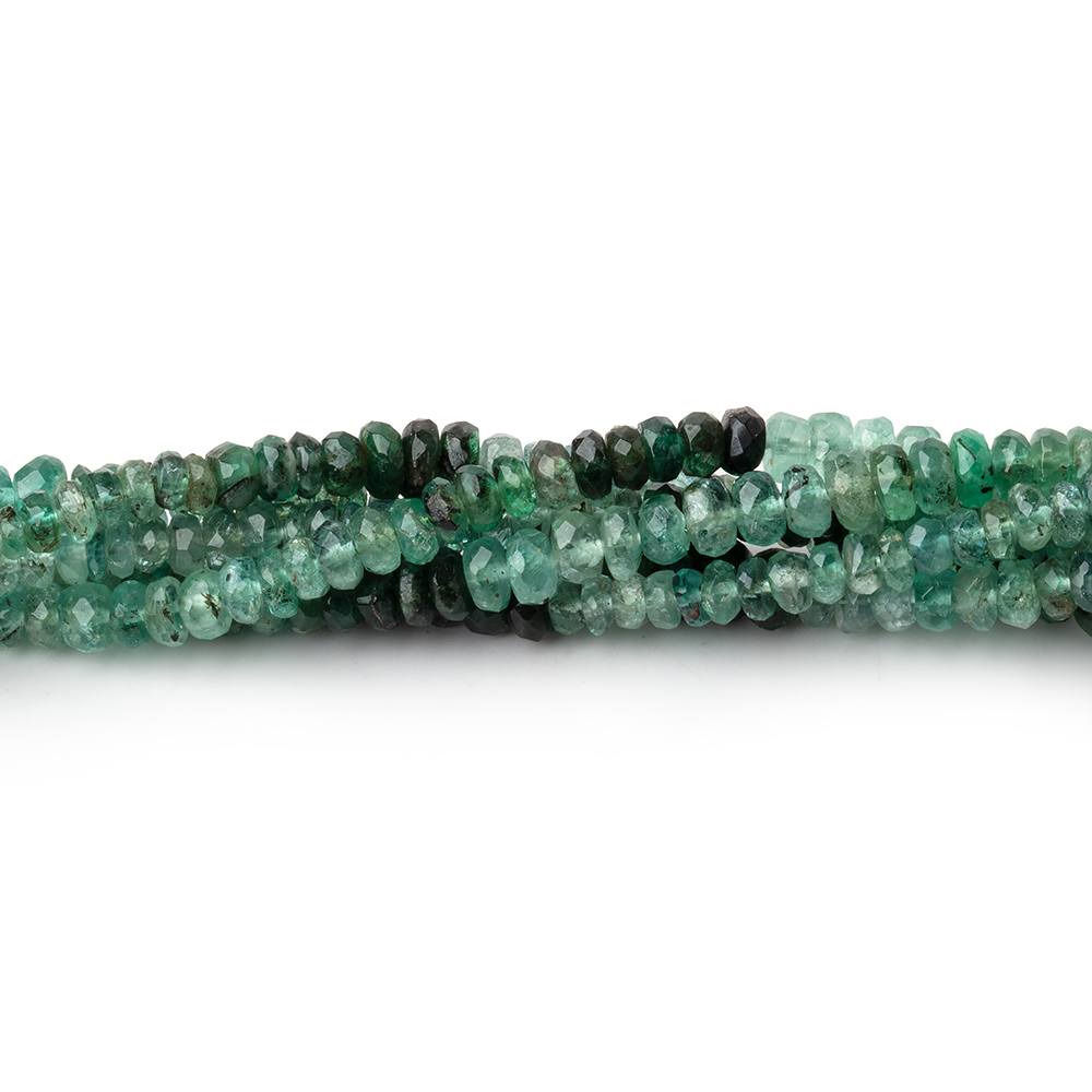 3-3.5mm Shaded Zambian Emerald Faceted Rondelle Beads 15 inch 200 pieces