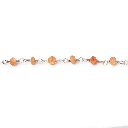 3-3.5mm Sunstone Faceted Rondelles on Silver Plated Chain