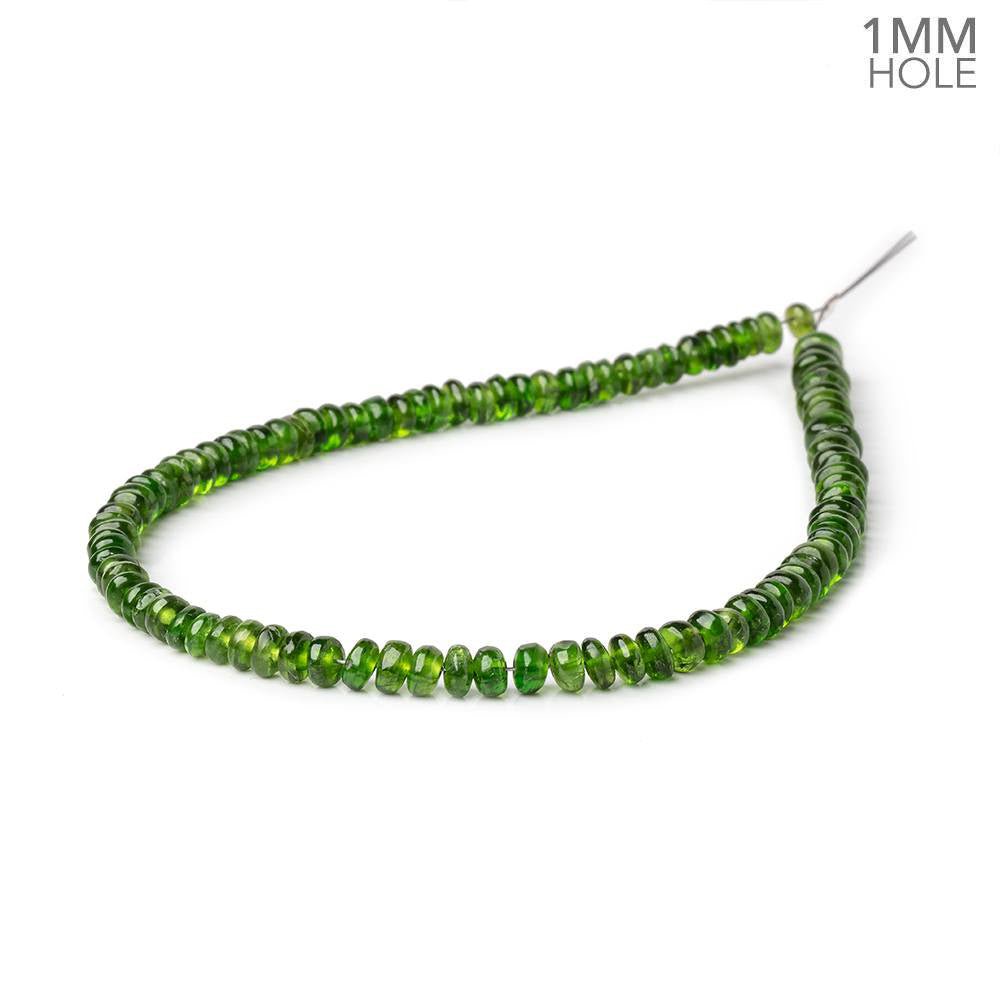 3-4.5mm Chrome Diopside Plain Rondelles 9 inch 100 Beads 1mm Drill Hole