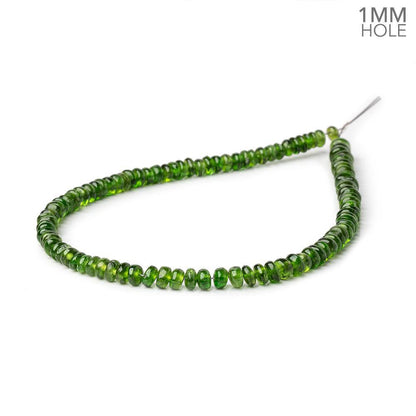 3-4.5mm Chrome Diopside Plain Rondelles 9 inch 100 Beads 1mm Drill Hole