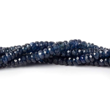 3-4.5mm Dark Blue Sapphire faceted rondelles 16 inches 215 beads AA