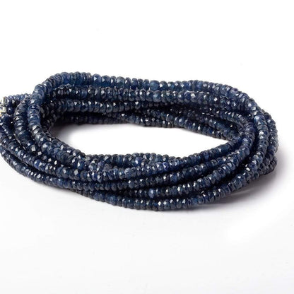 3-4.5mm Dark Blue Sapphire faceted rondelles 16 inches 215 beads AA