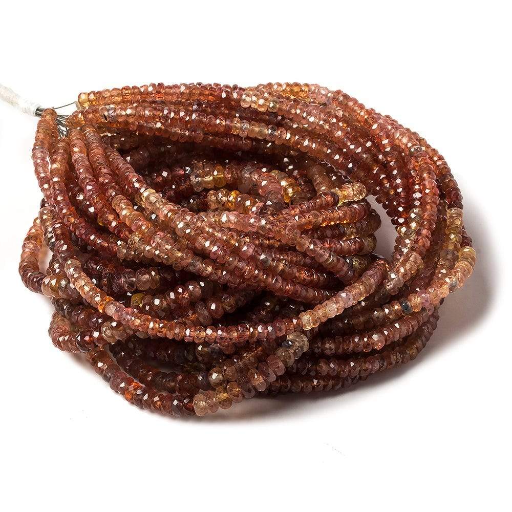 3-4.5mm Multi Color Sapphire faceted rondelles 18 inch 245 beads A Grade