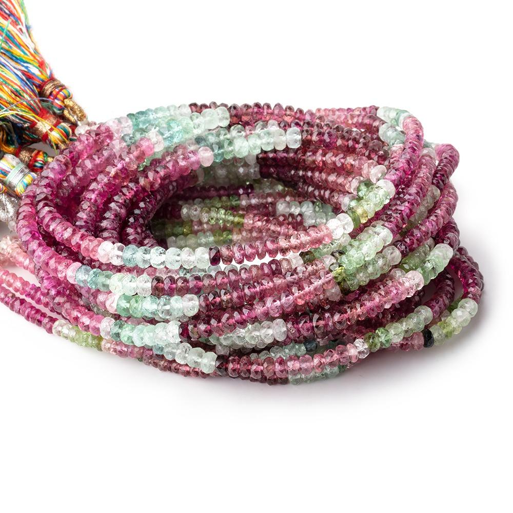 3-4.5mm Multi Color Tourmaline Faceted Rondelle Beads 15 inch 187 pieces AA