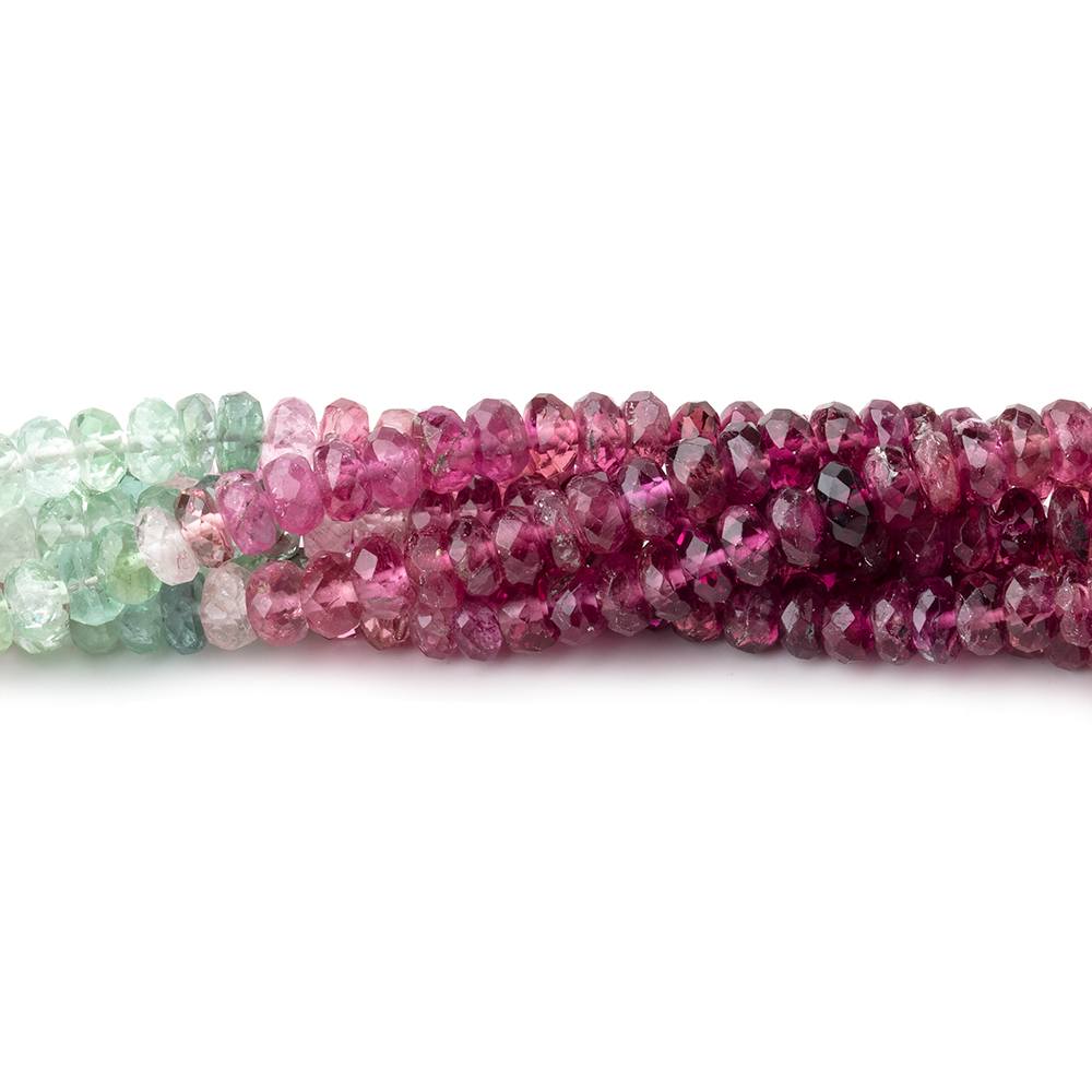 3-4.5mm Multi Color Tourmaline Faceted Rondelle Beads 15 inch 187 pieces AA