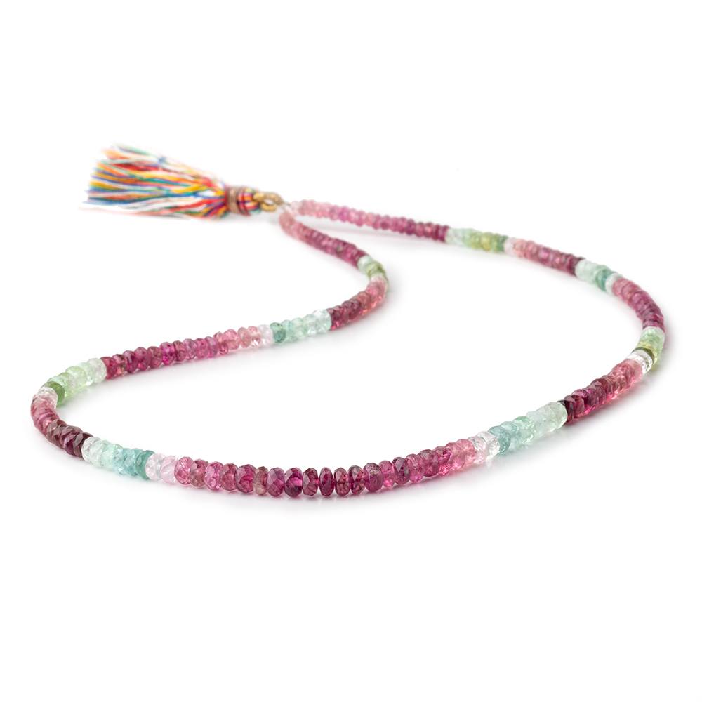 3-4.5mm Multi Color Tourmaline Faceted Rondelle Beads 15 inch 187 pieces AA