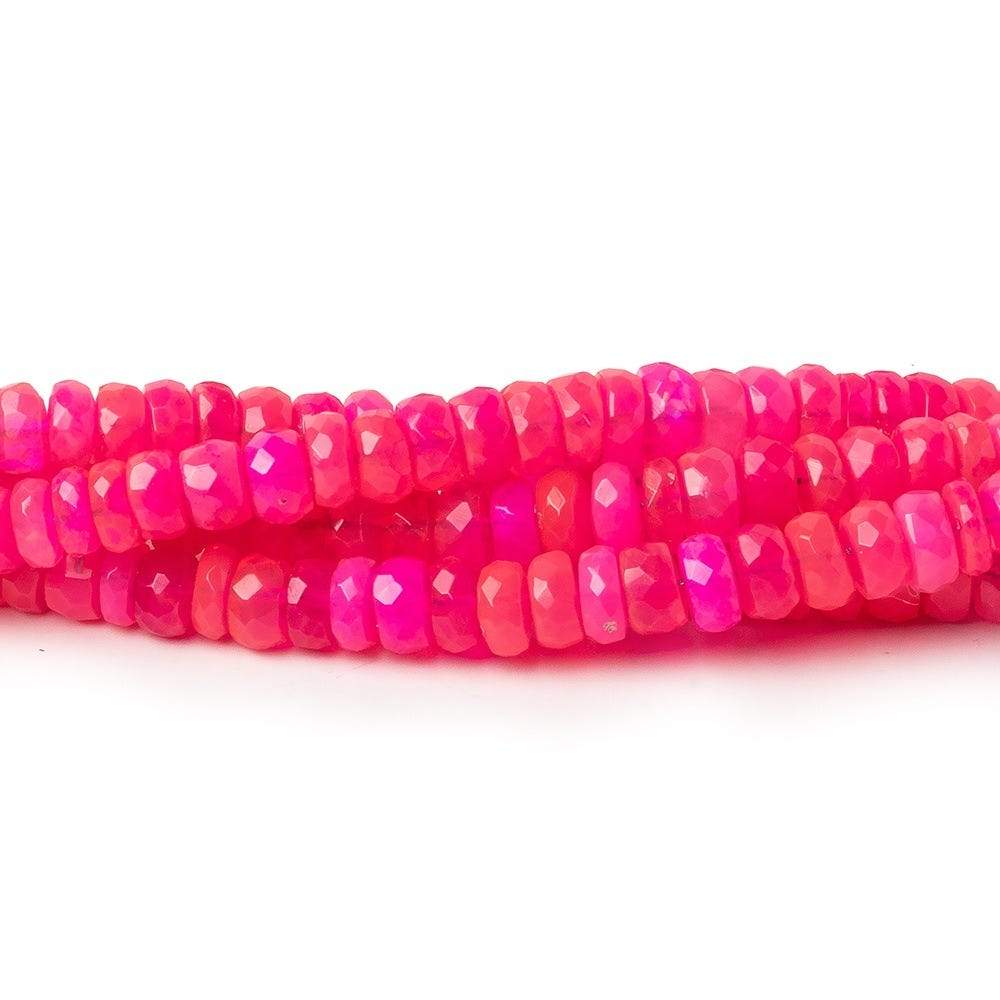 3-4.5mm Neon Pink Opal Faceted Rondelles 17 inch 200 color treated beads AA