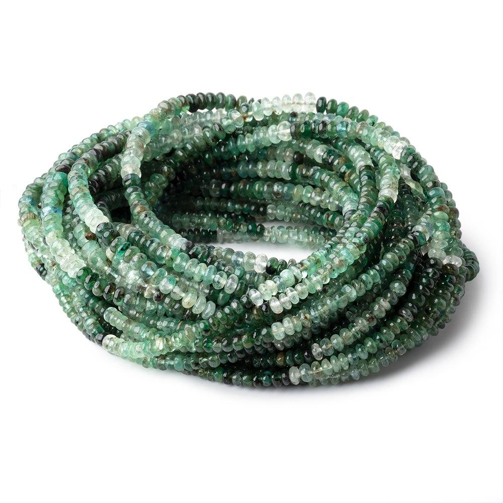 3-4.5mm Shaded Emerald Plain Rondelle Beads 18 inch 190 pieces