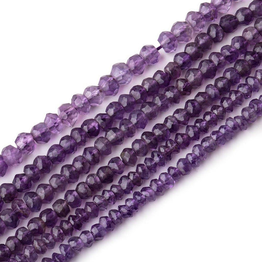 3-4mm Amethyst faceted rondelle Beads LOT OF 6 STRANDS