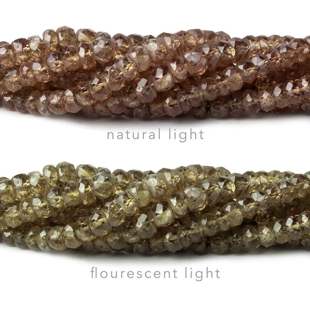 3-4mm Color Change Garnet faceted rondelles 18 inch  AA