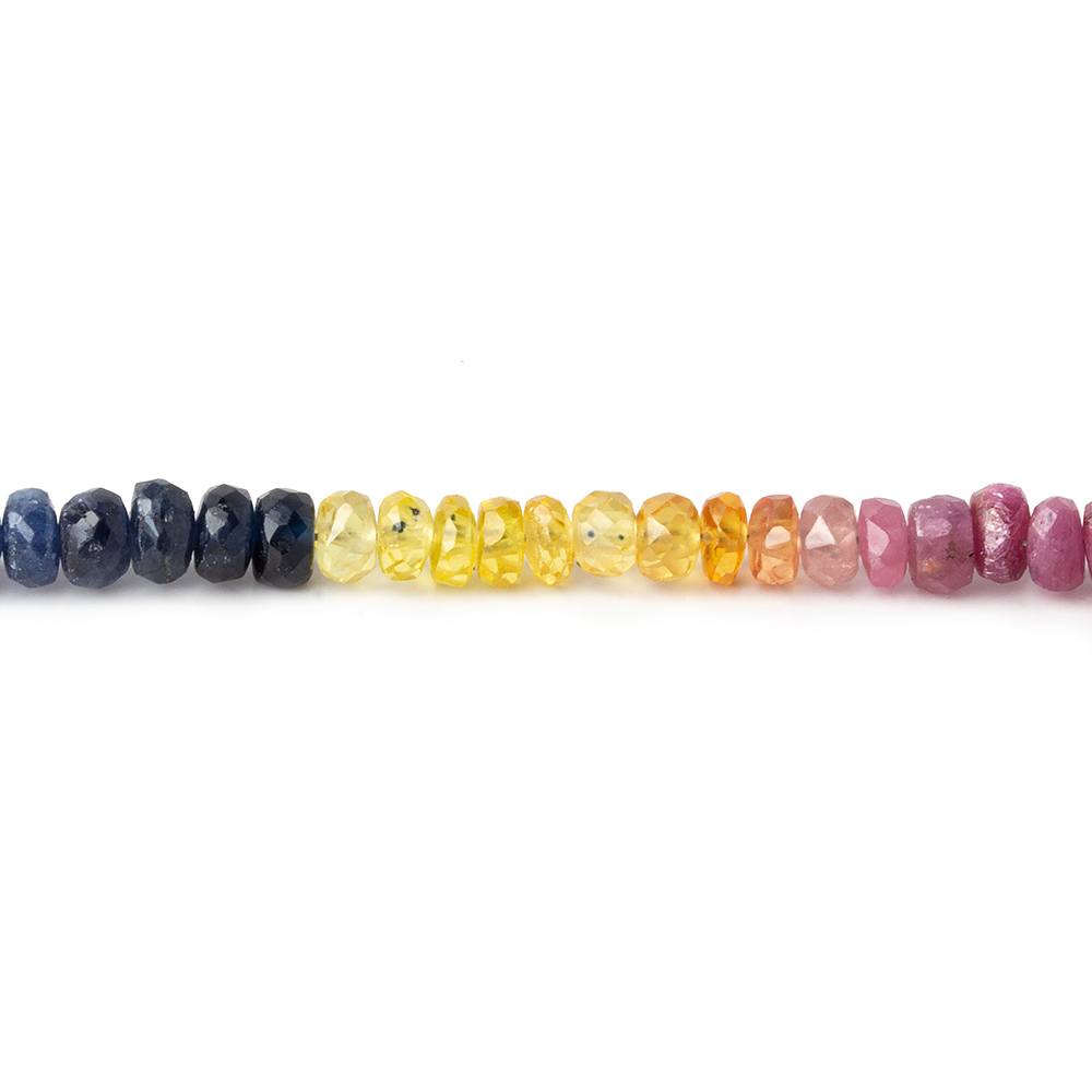 3-4mm Emerald, Ruby & Sapphire faceted rondelle beads 16 inh 190 pieces A