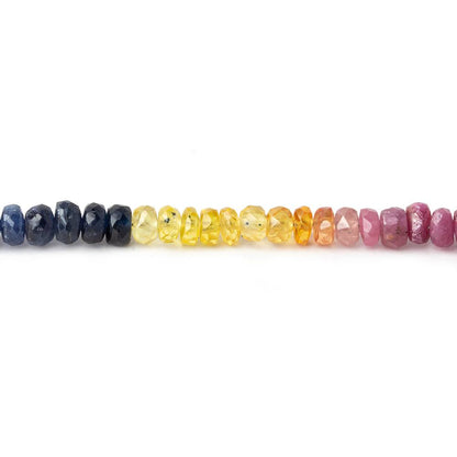 3-4mm Emerald, Ruby & Sapphire faceted rondelle beads 16 inh 190 pieces A