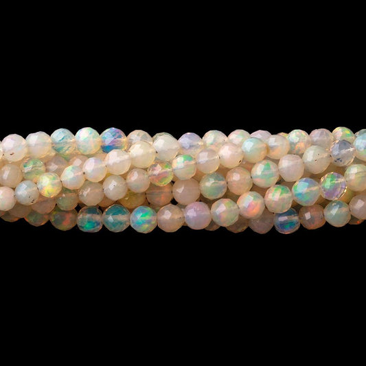 3-4mm Ethiopian Opal Micro Faceted Round Beads 17 inch 121 pieces AA