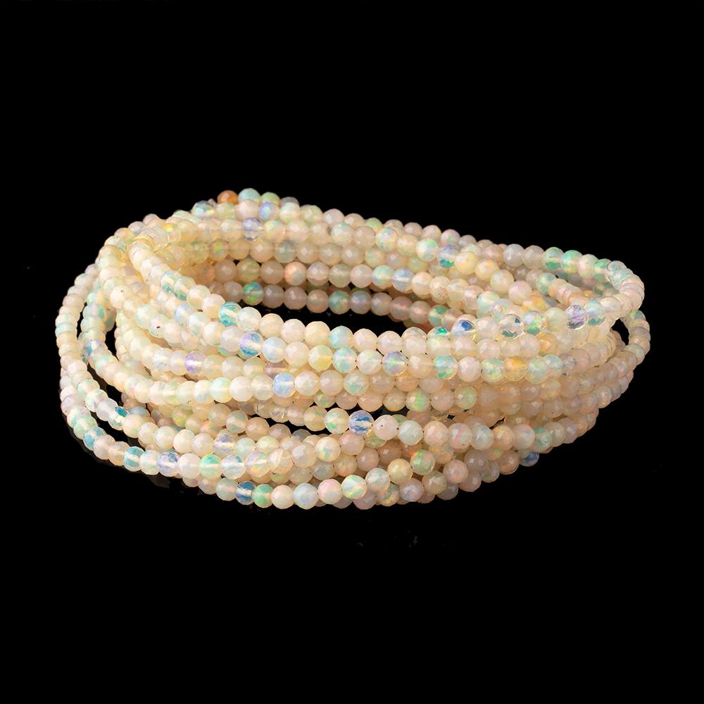 3-4mm Ethiopian Opal Micro Faceted Round Beads 17 inch 121 pieces AA