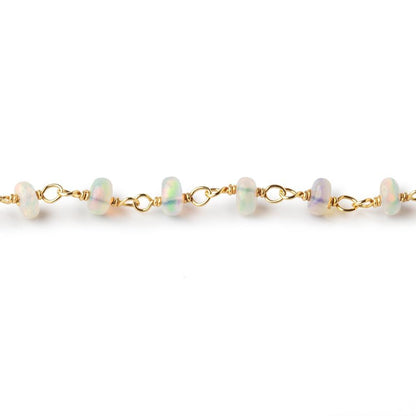 3-4mm Ethiopian Opal Plain Rondelles on Vermeil Chain by the Foot 40 Beads