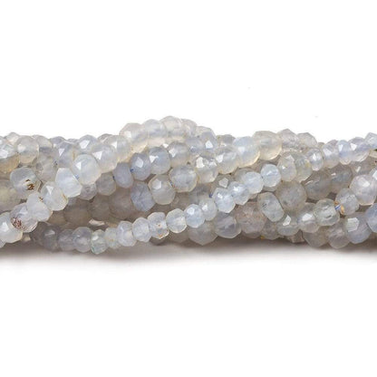 3-4mm Grey Blue Chalcedony Faceted Rondelle Beads 12.5 inch 99 pieces