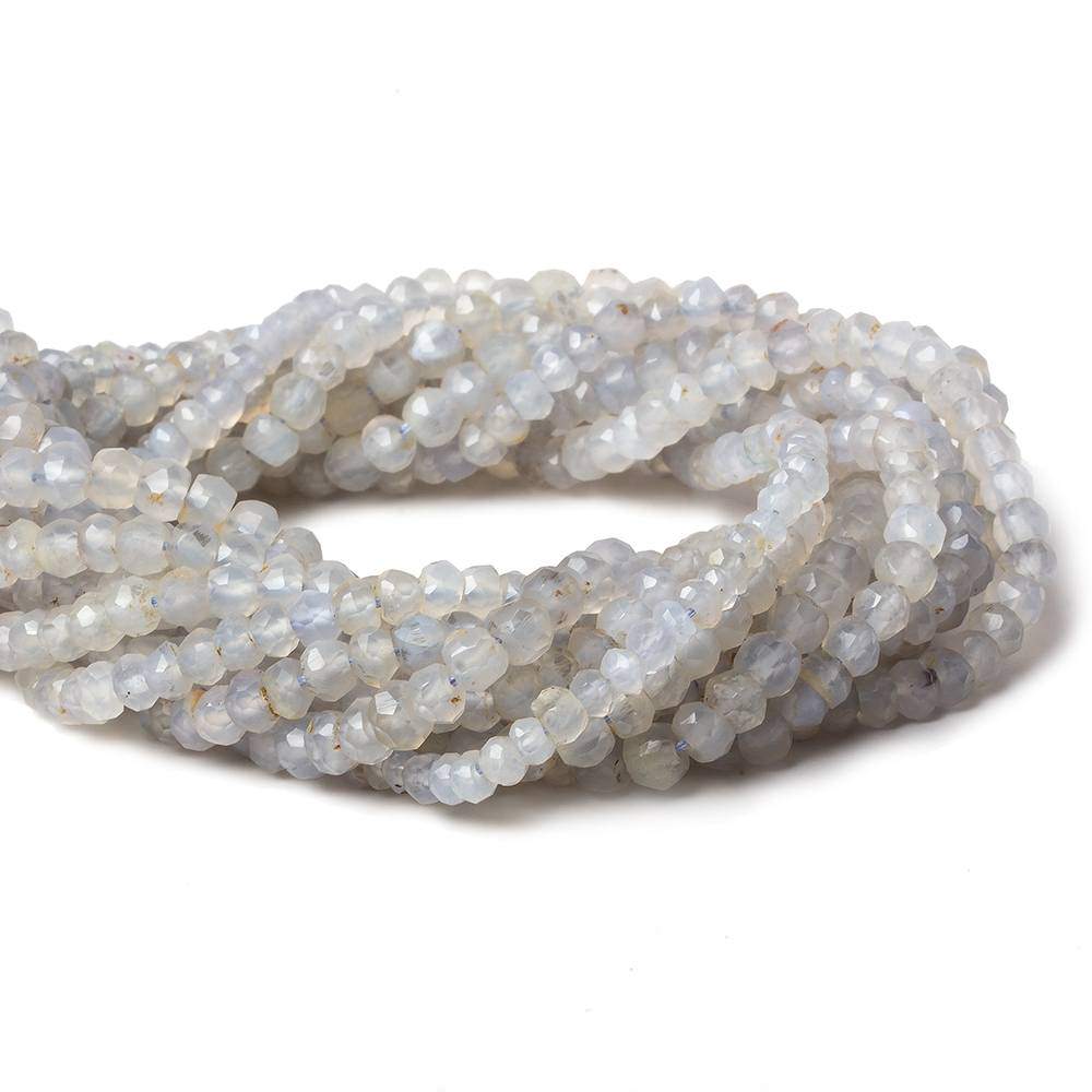3-4mm Grey Blue Chalcedony Faceted Rondelle Beads 12.5 inch 99 pieces