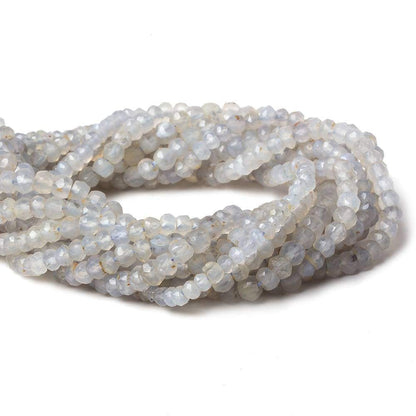 3-4mm Grey Blue Chalcedony Faceted Rondelle Beads 12.5 inch 99 pieces