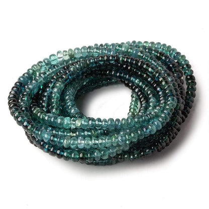 3-4mm Indicolite Blue Tourmaline plain rondelles 18 inch 210 beads AA