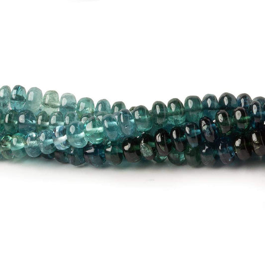 3-4mm Indicolite Blue Tourmaline plain rondelles 18 inch 210 beads AA