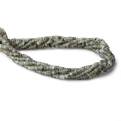 3-4mm Moss Aquamarine Faceted Rondelle Beads 13 inch 170 pieces