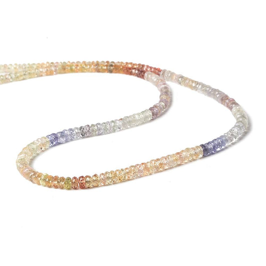 3-4mm Multi Color Sapphire Faceted Rondelle 14 inch 180 pieces