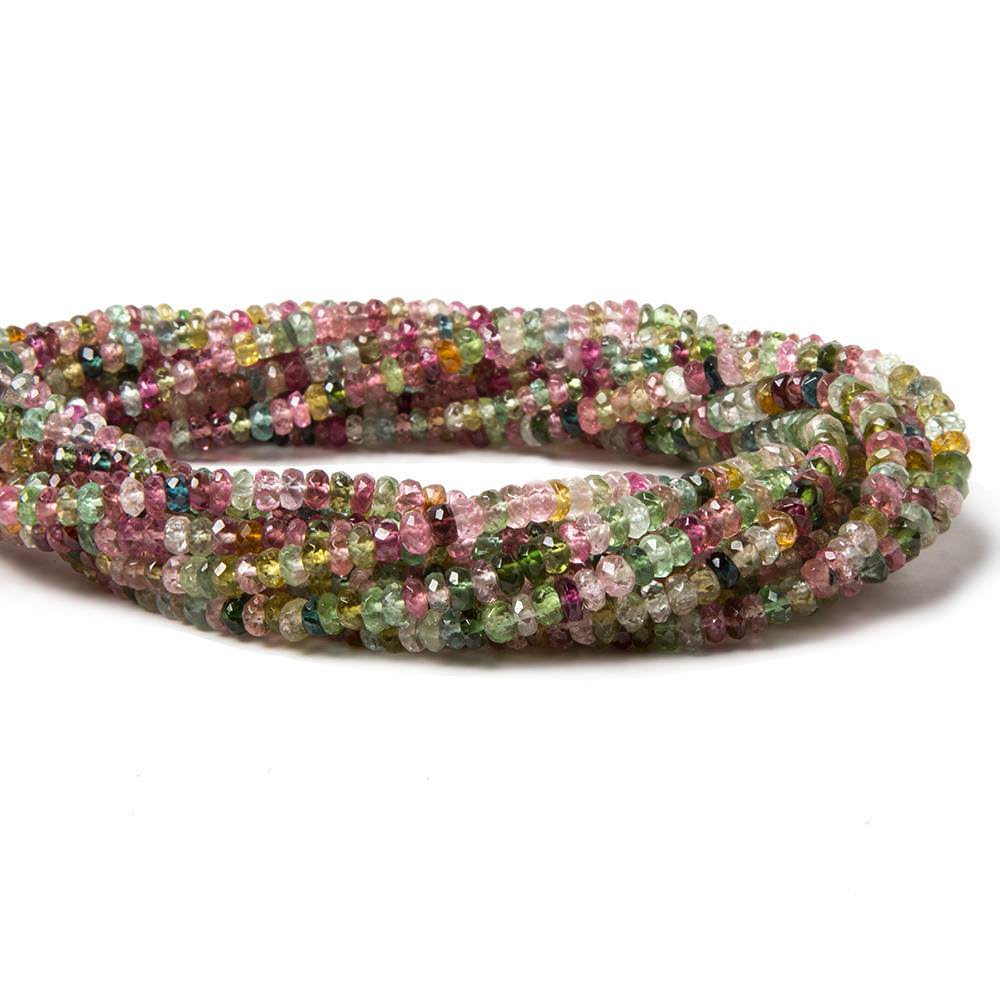 3 - 4mm Multi Color Tourmaline Faceted Rondelle Beads 16 inch 218 pieces