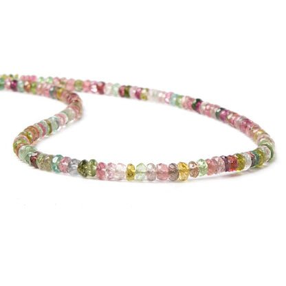 3 - 4mm Multi Color Tourmaline Faceted Rondelle Beads 16 inch 218 pieces