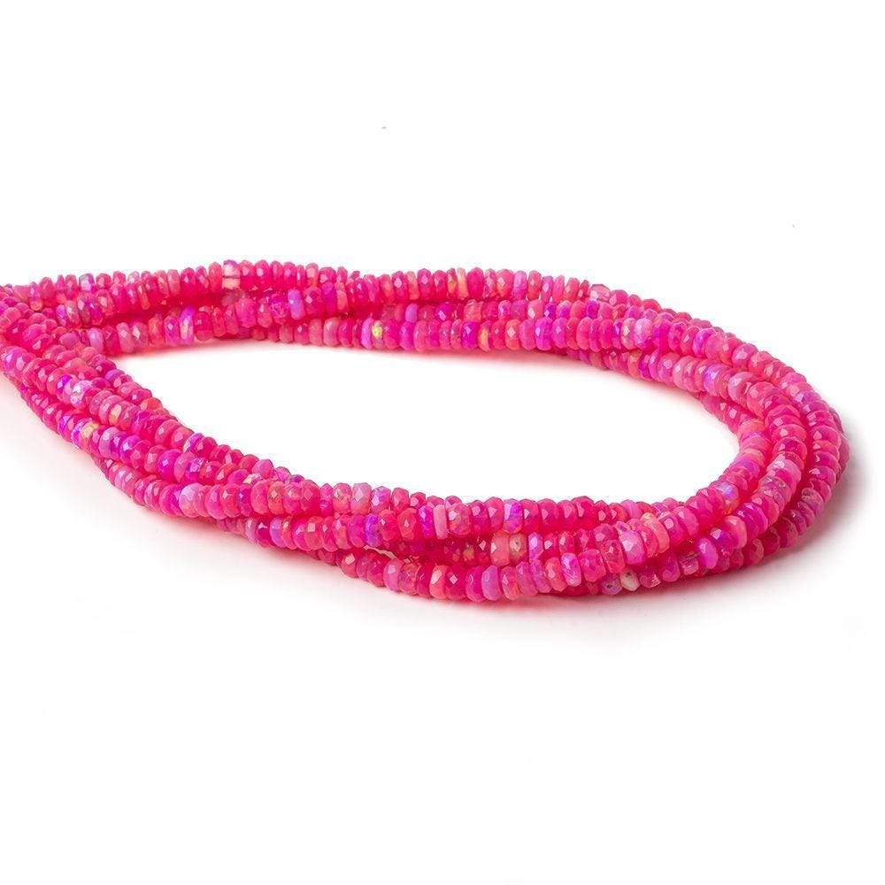 3-4mm Pink Opal Faceted Rondelles 17 inch 225 color treated beads AA