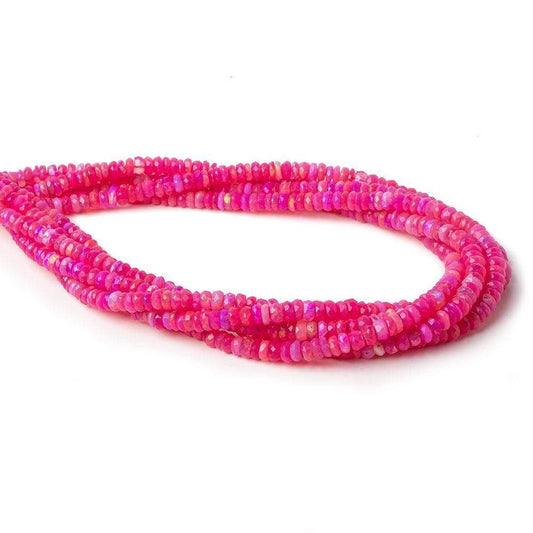 3-4mm Pink Opal Faceted Rondelles 17 inch 225 color treated beads AA