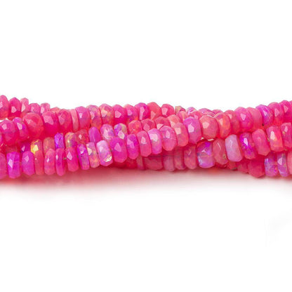 3-4mm Pink Opal Faceted Rondelles 17 inch 225 color treated beads AA
