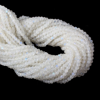 3-4mm Rainbow Moonstone Faceted Round Beads 14 inch 103 pcs