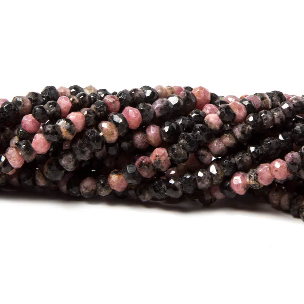 3-4mm Rhodonite Beads Faceted Rondelle 13.5 inch 160 pieces